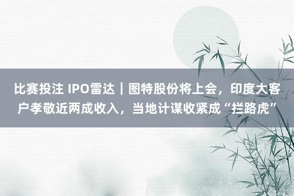 比赛投注 IPO雷达｜图特股份将上会，印度大客户孝敬近两成收入，当地计谋收紧成“拦路虎”
