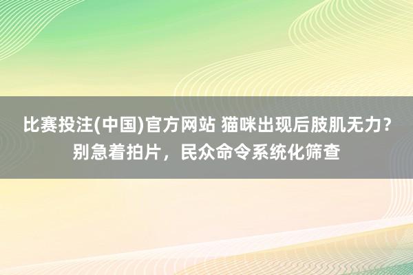 比赛投注(中国)官方网站 猫咪出现后肢肌无力？别急着拍片，民众命令系统化筛查