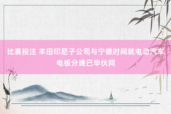 比赛投注 丰田印尼子公司与宁德时间就电动汽车电板分娩已毕伙同