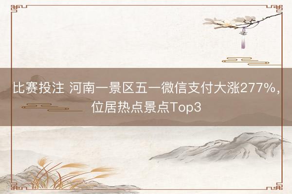 比赛投注 河南一景区五一微信支付大涨277%，位居热点景点Top3